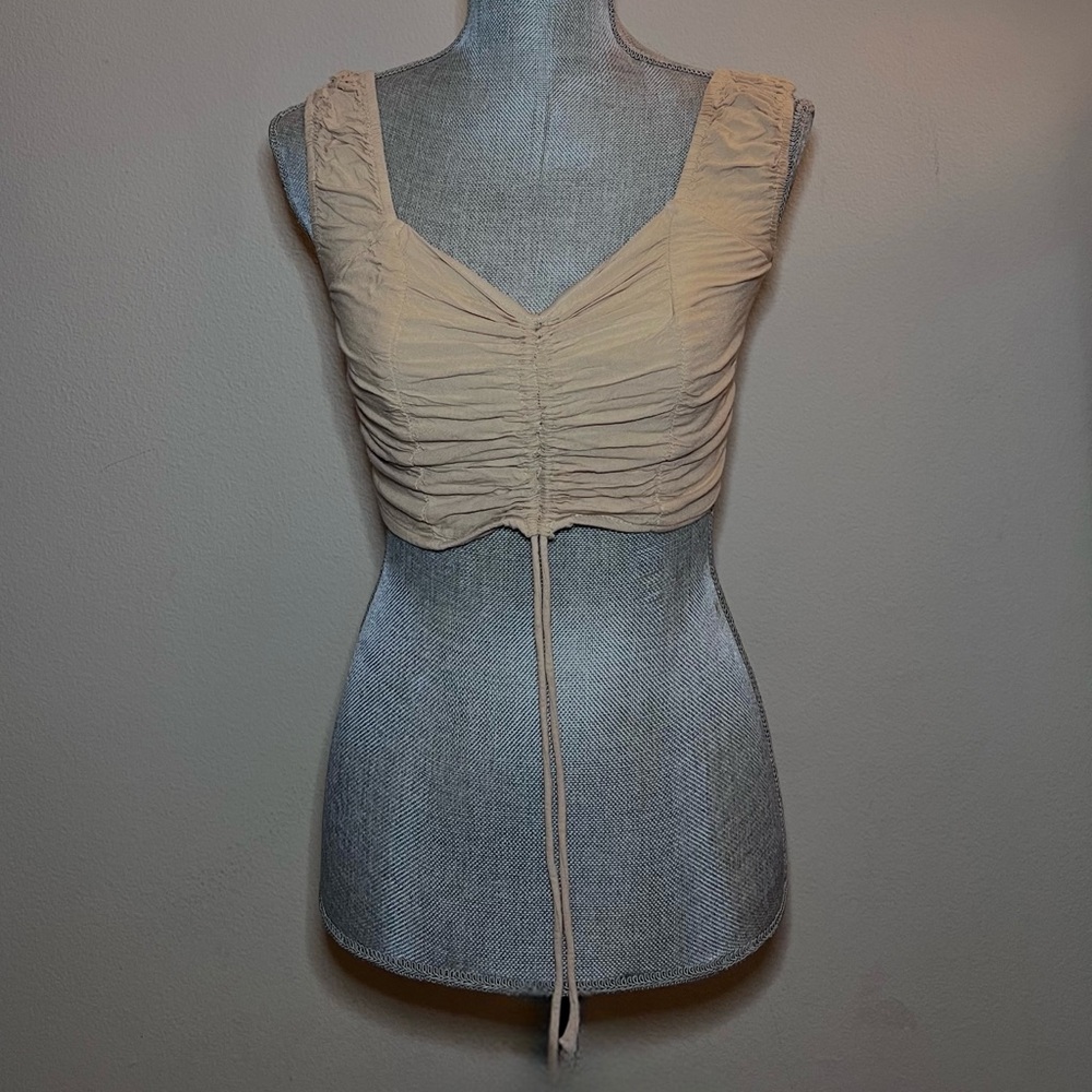 Cropped Corset Style Drawstring Blouse
Cream Colored